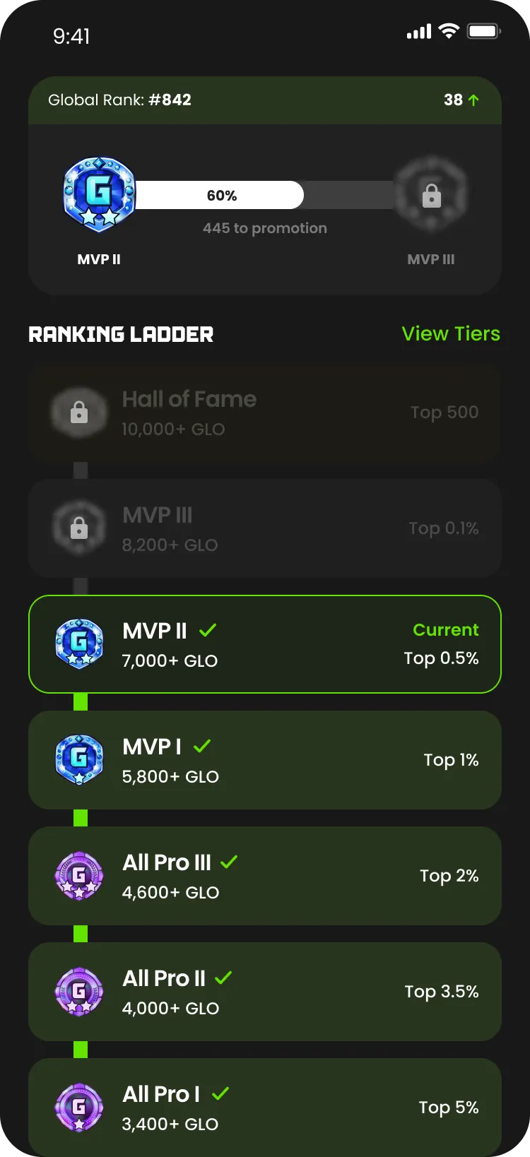 Ranked screen
